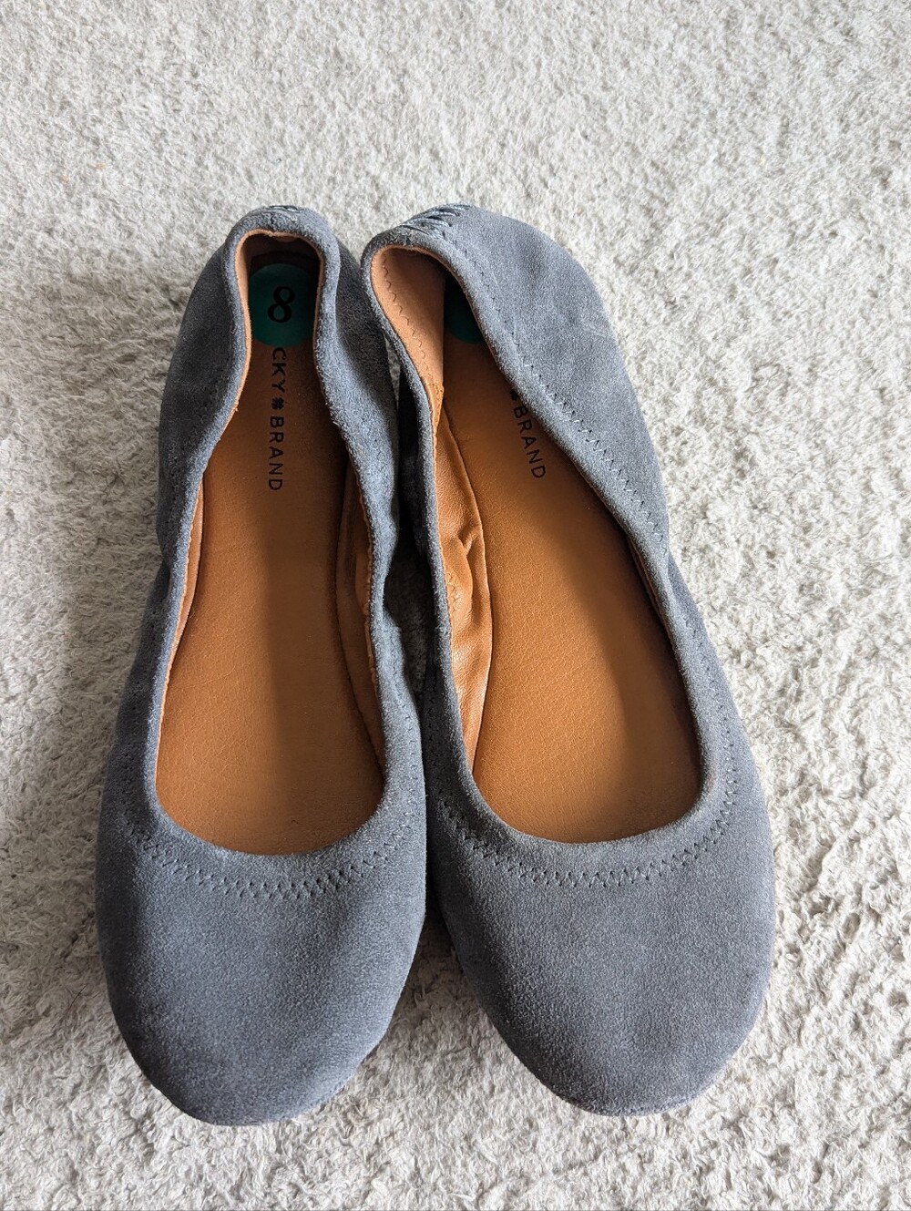 Lucky Brand NWOT Size 8 Grey Suede Erin Ballet Flats